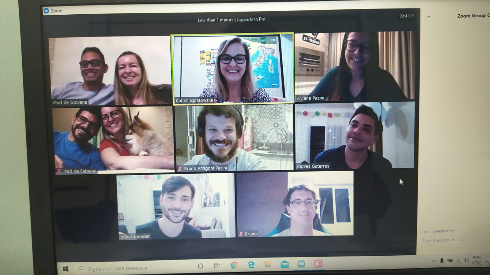 Encontro online da Itália Viva Vix, com professora e alunos reunidos por videochamada